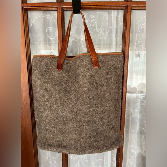 Karlén Swiss Vintage Army Wool Blanket Large Bag Purse Tote Leather Straps - Picture 3 of 14